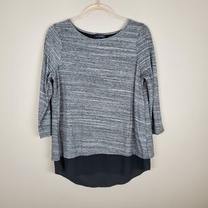 Gray & Black 3/4 Sleeve Shirt by The Limited
